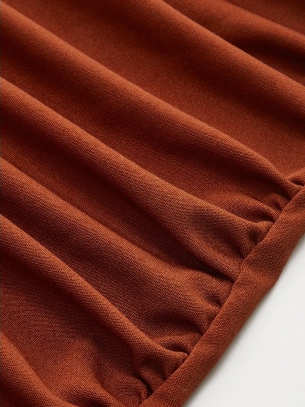 Commense Rust Draped Ruched Long-Sleeve Mini Dress - Picture 3 of 3